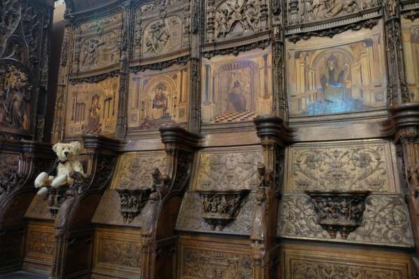 April in Paris: Ornate seating in the Basilica of Saint-Denis.