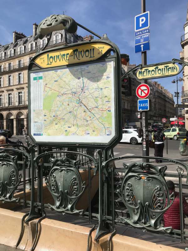 April in Paris: The Louvre Metro Station, with replica statues.