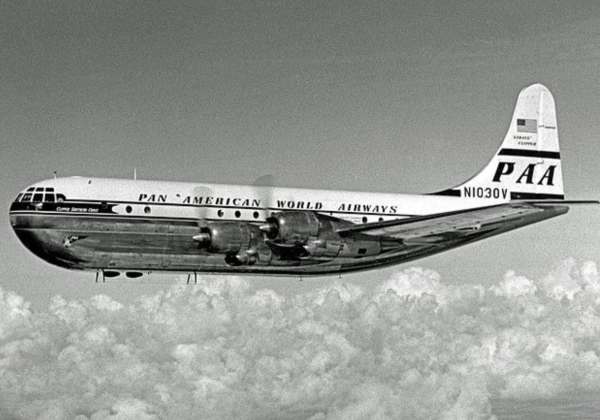 Boeing 377 Stratocruiser, which had its origins in the B29 Superfortress wartime bomber.