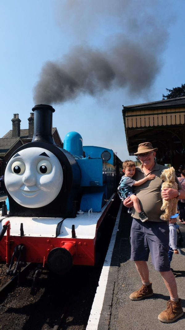 Breathe in… Bobby holding Little Jay and me on the platform.