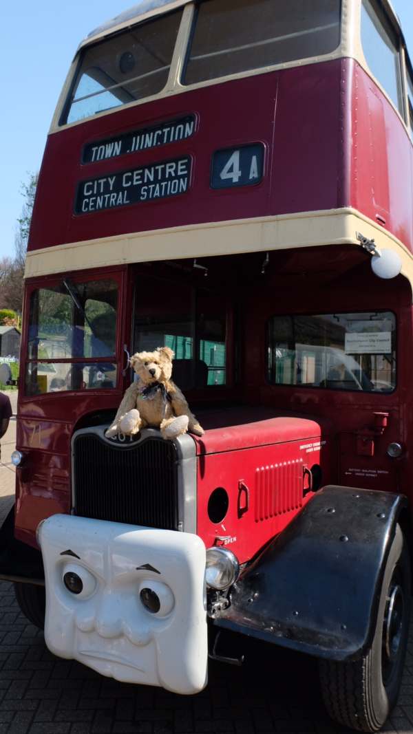 Bertie the bus is a single decker. What's your name? (Me perched on the bonnet of a front-engined half-cab double decker bus).