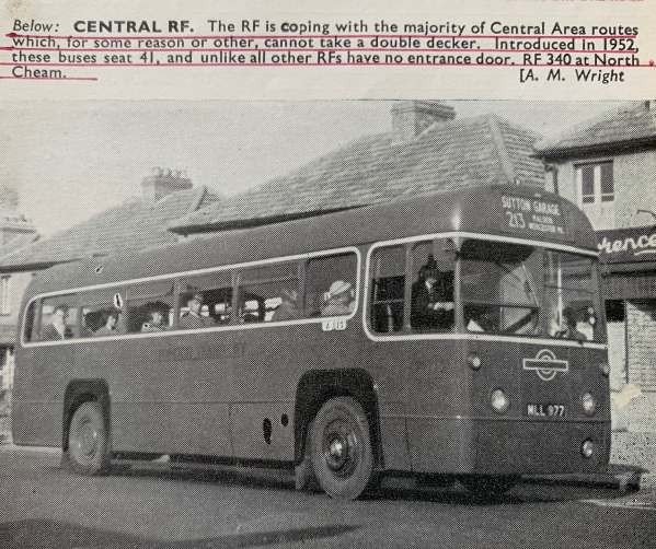 And as it was in 1954 at North Cheam. A single decker, due to low railway bridges subsequently rebuilt in later years.