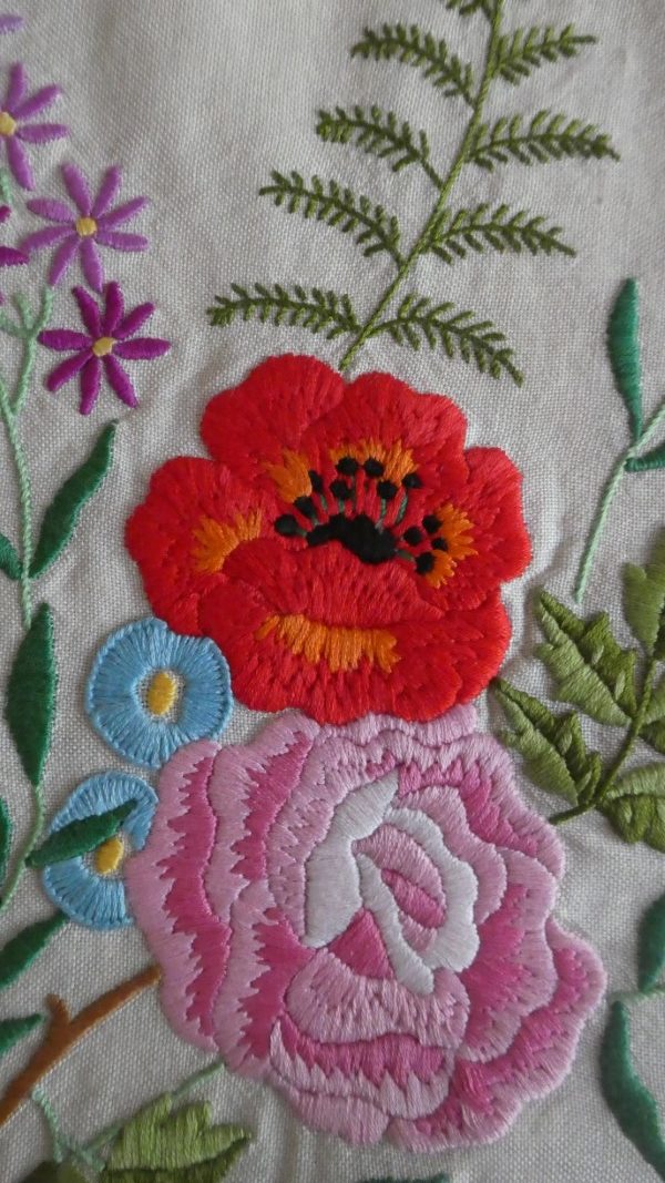 Embroidered flowers.