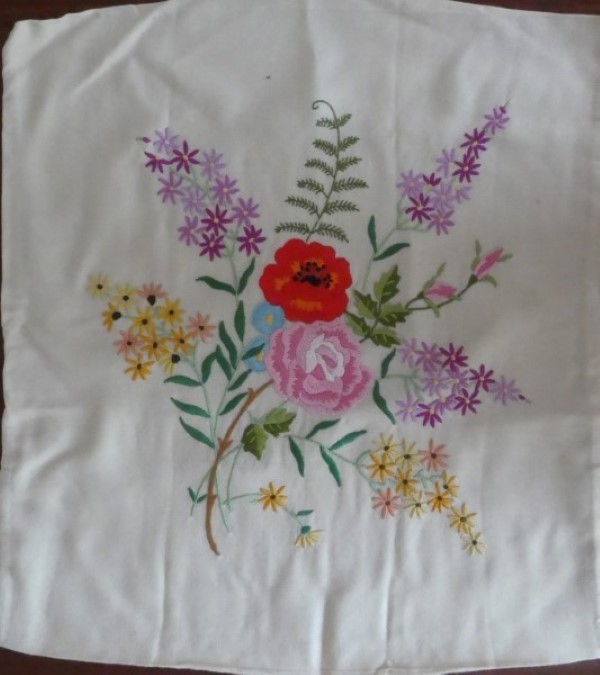 Embroidered flowers.