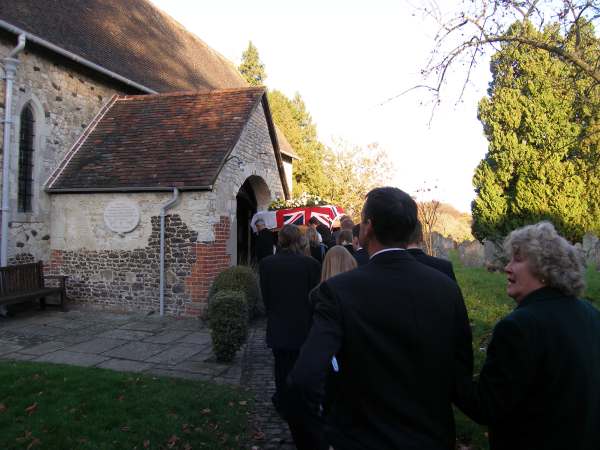 Funeral procession entering St Mary’s Church, Selborne.