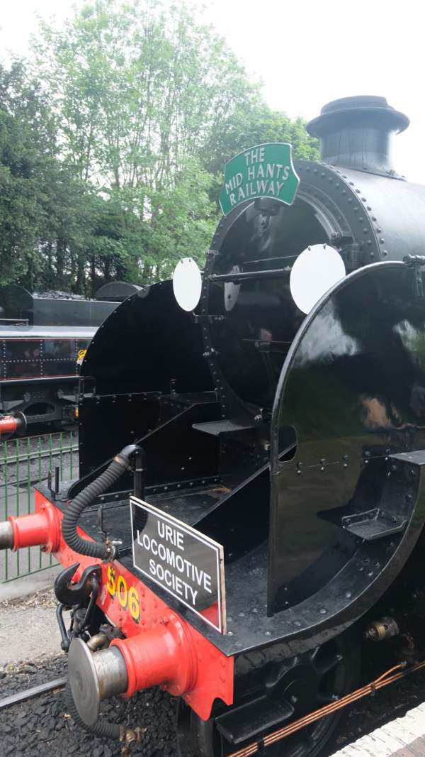 Front of 30506 showing Urie Locomotive Society plate on the buffer beam and Mid Hants Railway on the smokebox.