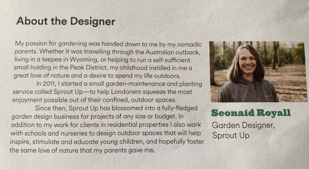 About the desginer: Seonaid Royall.