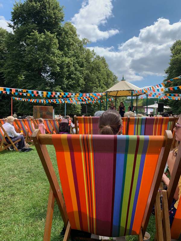 Sitting in a deck chair listening to the latter day Andrews Sisters.