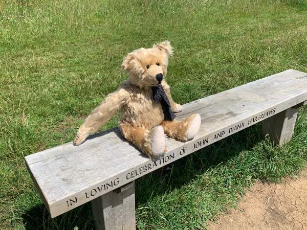 The other side of the bench showing the inscription: "In loving celebration of John and Diana Hargreaves".