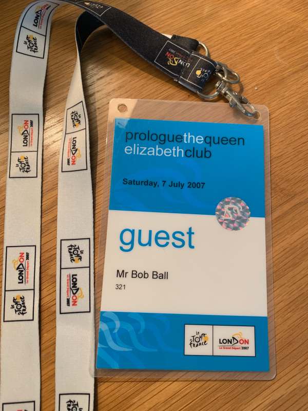 Pass for Bob Ball as guest: Prologue the Queen Elizabeth Club.