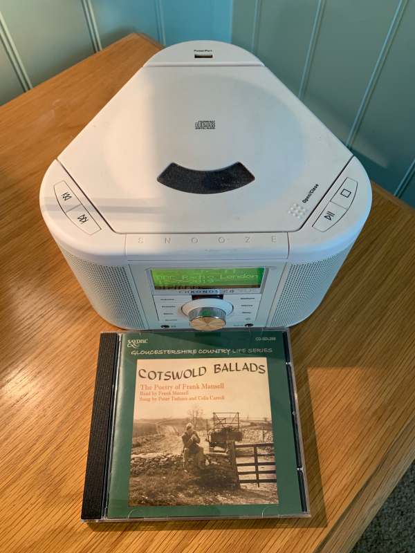 A CD of Frank Mansell's "Cotswold Ballards" in from of the Pure Radio/CD Player.