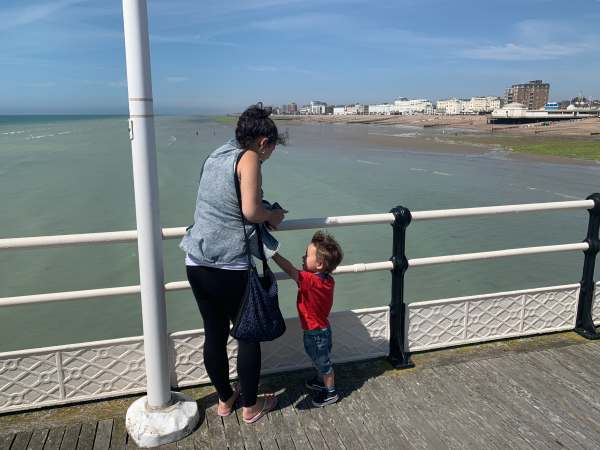 Jasmine and Little Jay on the west side of Worthing Pier.