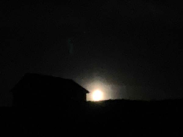 Moon setting over Skokholm.