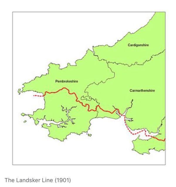 Map showing the Landsker Line.