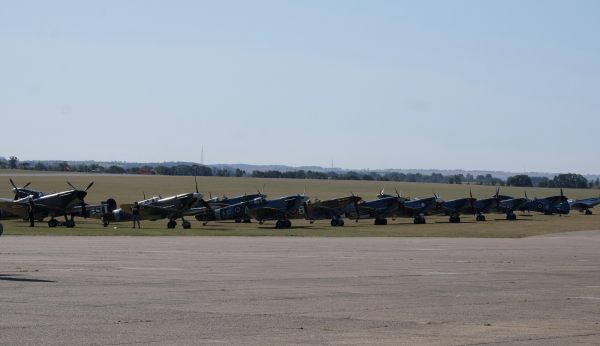 Line up of Spitfires at Duxford 2019.
