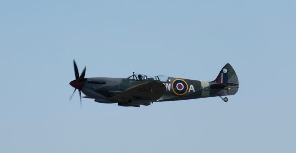 2-seater Spitfire flying at Duxford 2019.