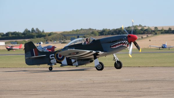 Mustang on the runway at Duxford Airshow 2019.