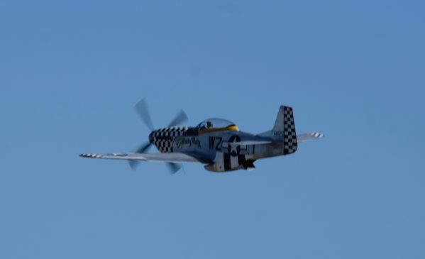 Mustang in the air at the Duxford Airshow 2019.