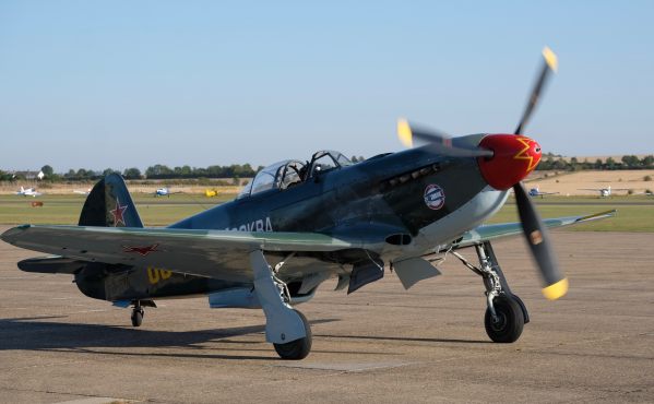 Yakolev YAK-9 on the tarmac at Duxford Airshow 2019.