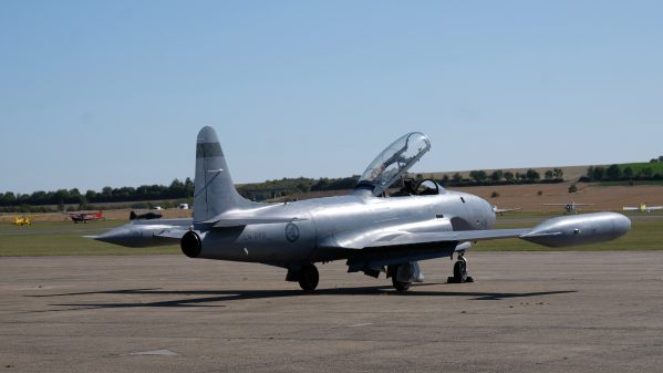 Lockheed Shooting Star on the runway at the Duxford Airshow 2019.