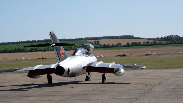 Mikoyan-Gurevich MiG 15 on the runway at the Duxford Airshow 2019.