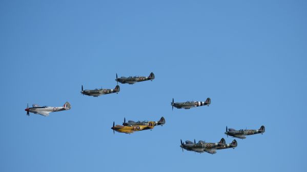 Spitfires over Duxford at 2019 Airshow.