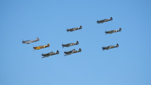 Spitfires over Duxford at 2019 Airshow.