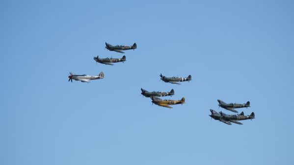 Spitfires over Duxford at 2019 Airshow.