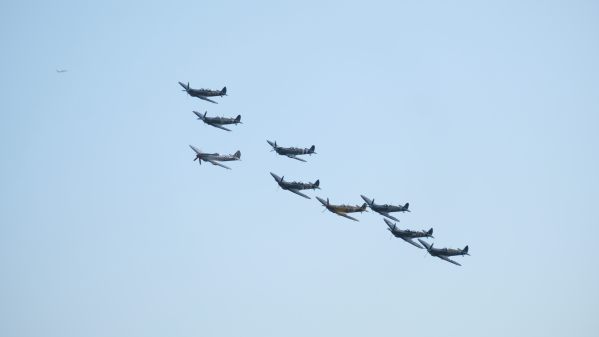 Spitfires over Duxford at 2019 Airshow.