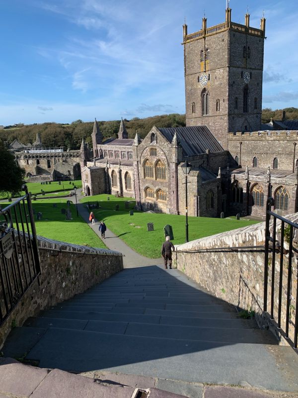 Looking back down to St David's Cathedral.