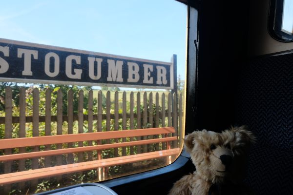 West Somerset Railway - Bertie sat in his window seat at Stogumber Station.