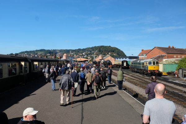 West Somerset Railway - A crowded Minehead Station.