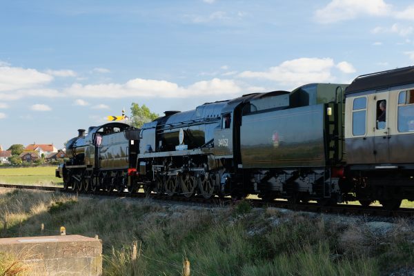 West Somerset Railway - The Pines Express Double Header with 34052 behind.