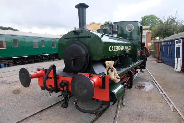 West Somerset Railway - Washford Station Museum, with Bertie sat on the front of a locomotive from Caledonia Works.