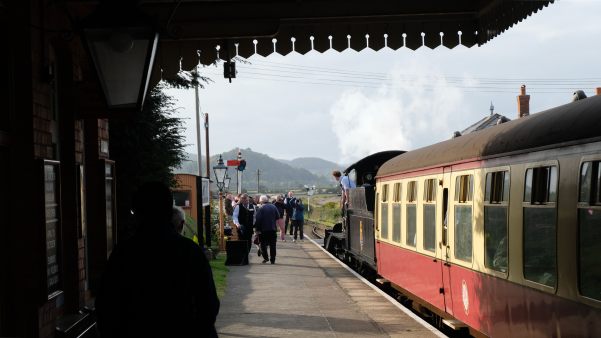 West Somerset Railway: Train at Blue Anchor station.