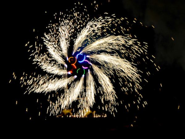 Multi coloured rings from a Catherine Wheel.