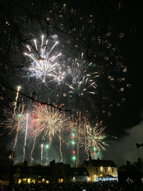 Multi-coloured fireworks over Brockham.