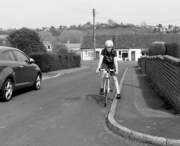 Jamie, my 13 year old grandson, on his new bike. Taken on 10 May 2019 in the same spot on Harper Road, Cashes Green, Stroud.