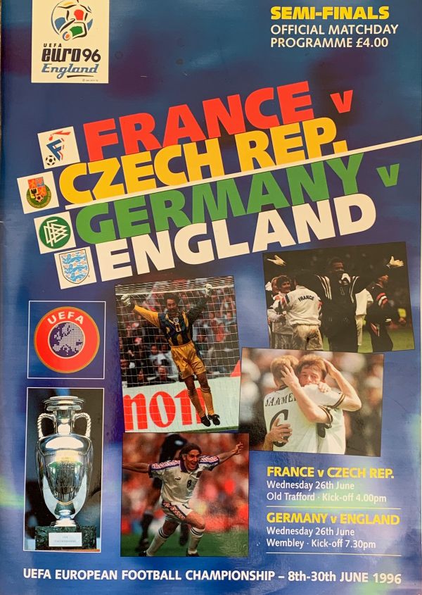 Front cover of the Euro 96 Semi-Finals Programme.