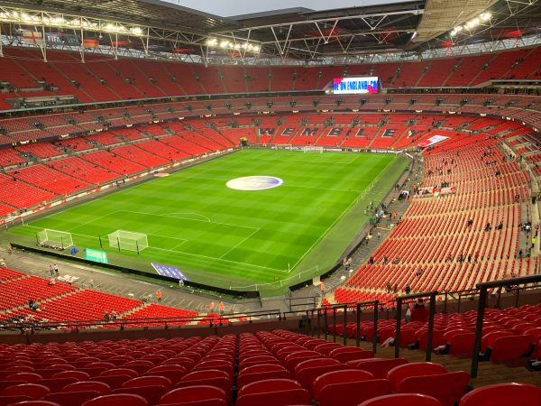 A near empty Wembley Stadium.