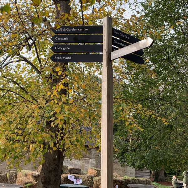 A signpost in the park.