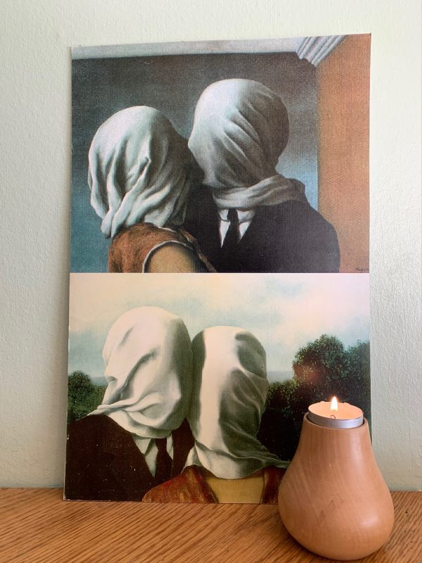 Diddley loved the artist René Magritte. This card reminds me of an exhibition of the artist we attended in Edinburgh. Somewhat unusual for an anniversary card. But that was Diddley.