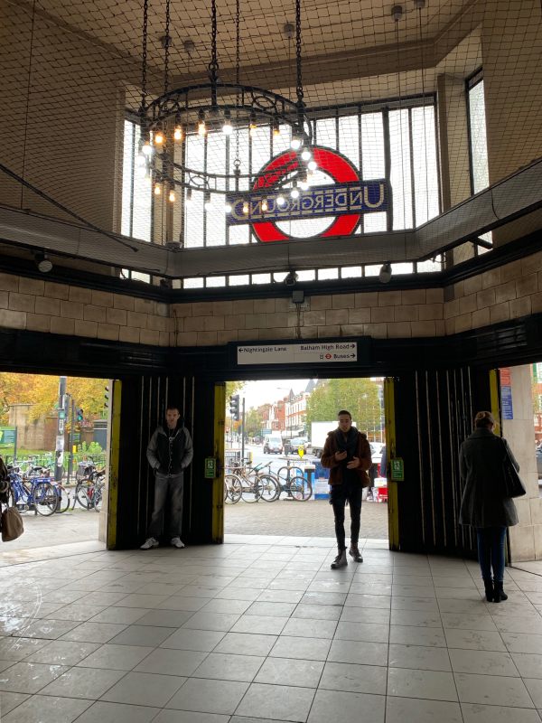 Entrance foyer of Clapham South Station.