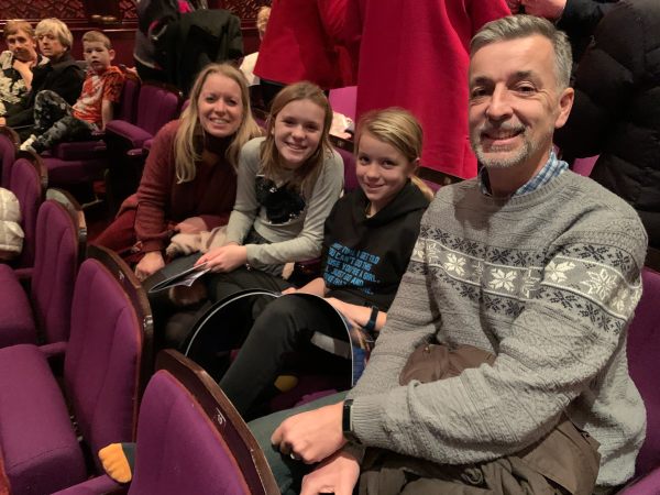 In the auditorium - Happy times: Andrew, Daisy-Mae, Giselle, Marie.