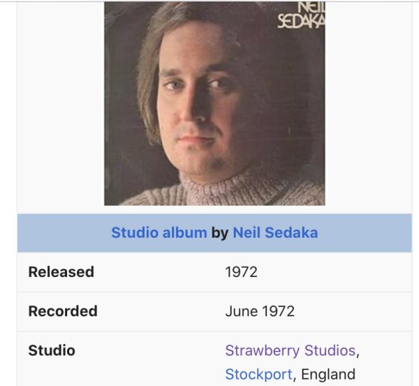 Cover of Neil Sedaka's studio album of 1972.