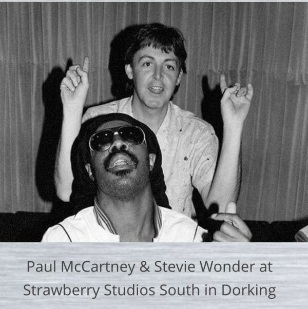 Paul McCartney & Stevie Wonder at the Strawberry Studios South.