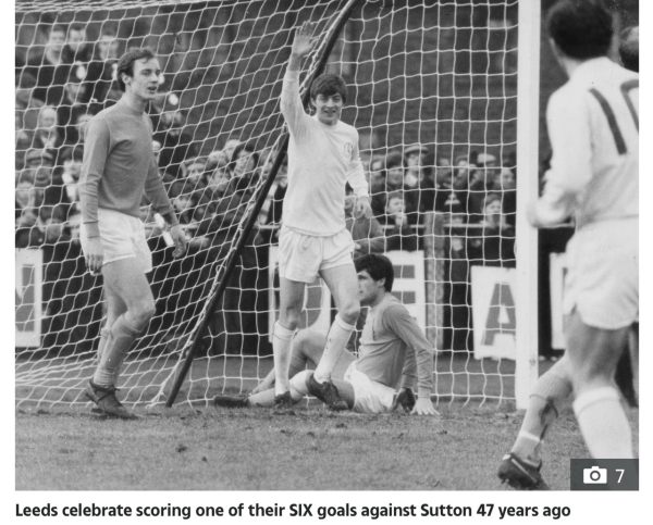 Allan Clarke celebrating scoring one of the six goals against Sutton United.