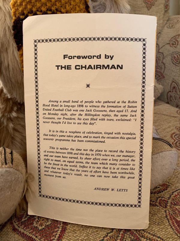 The Chairman made the most profound remark in the last paragraph of this foreword: "Whatever today's result, no-one can take this great moment from us".