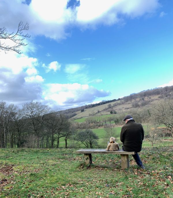 Rear view of Bertie and Bobby on Diddley's Bench.