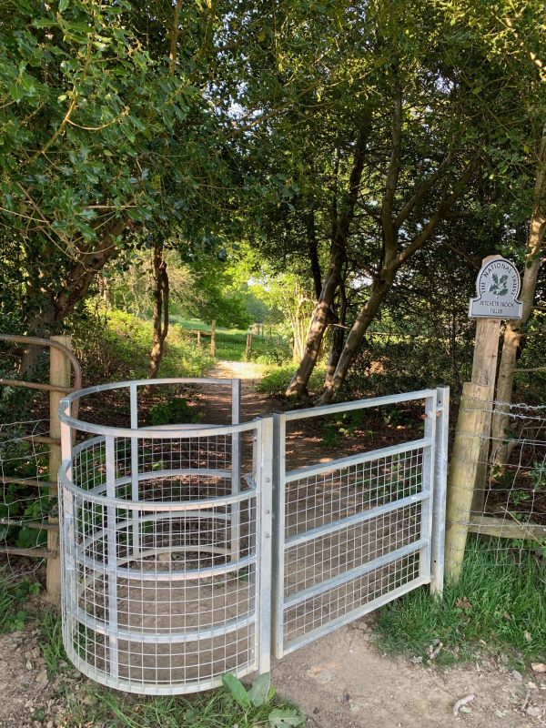 A brand new galvanised kissing gate.